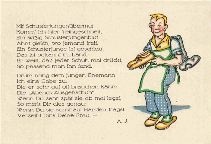 Schuster Schuhmacher Shoemaker Cordonnier Zapatero-- Gedicht