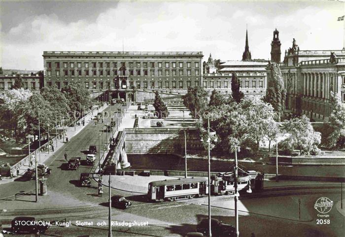 STRAssENBAHN Tramway-- Stockholm Slottet och Riksdogshusel