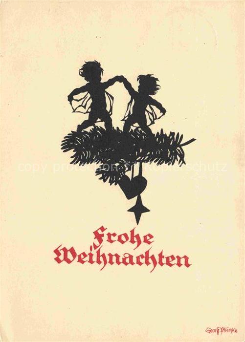 PLISCHKE Georg Kuenstlerkarte Schattenbild Frohe Weihnachten