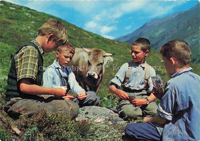 Kartenspiel-Postkarte Jeu de Cartes CPA-- Hirtenknaben beim Jass
