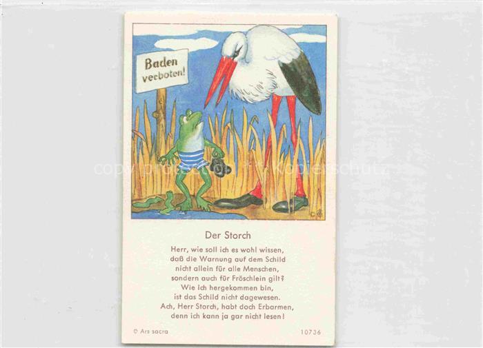 IBM BOHATTA-MORPURGO Ida (1900-1992) Kuenstlerkarte Nr. 10736 Der Storch Frosch