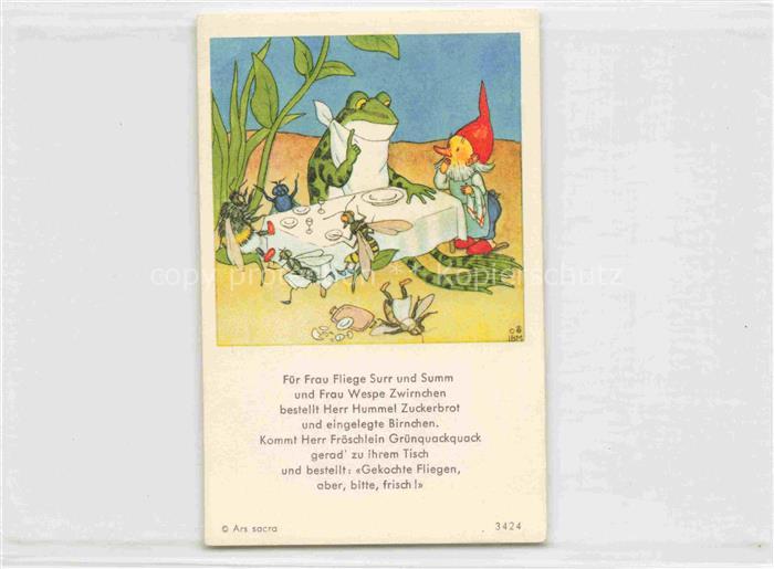 IBM BOHATTA-MORPURGO Ida (1900-1992) Kuenstlerkarte Nr. 3424 Frosch Zwerg Fuer F