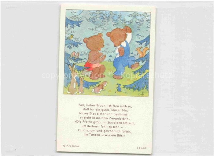 IBM BOHATTA-MORPURGO Ida (1900-1992) Kuenstlerkarte Nr. 11268 Baeren Tanz Wald T
