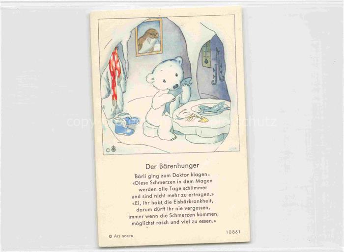 IBM BOHATTA-MORPURGO Ida (1900-1992) Kuenstlerkarte Nr. 10861 Der Baerenhunger