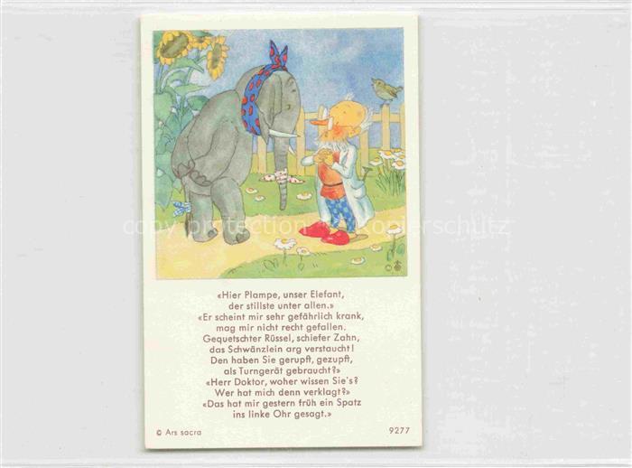 IBM BOHATTA-MORPURGO Ida (1900-1992) Kuenstlerkarte Nr. 9277 Plampe Elefant Kran