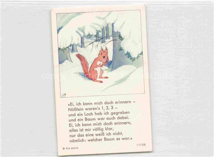 IBM BOHATTA-MORPURGO Ida (1900-1992) Kuenstlerkarte Nr. 11728 Eichhoernchen Tele