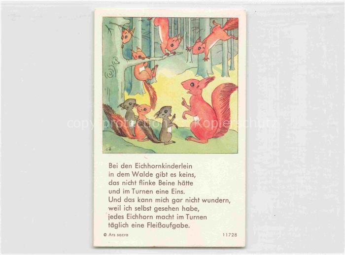 IBM BOHATTA-MORPURGO Ida (1900-1992) Kuenstlerkarte Nr. 11728 Eichhornkinderlein