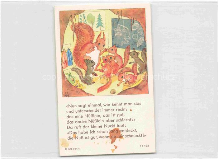 IBM BOHATTA-MORPURGO Ida (1900-1992) Kuenstlerkarte Nr. 11728 Eichhoernchen Schu