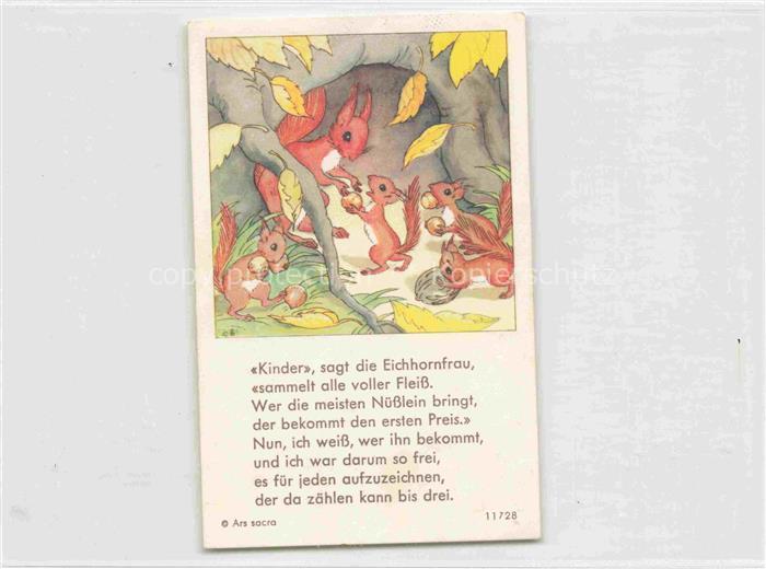 IBM BOHATTA-MORPURGO Ida (1900-1992) Kuenstlerkarte Nr. 11728 Kinder Eichhoernch
