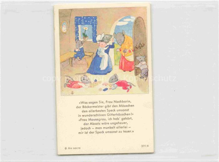IBM BOHATTA-MORPURGO Ida (1900-1992) Kuenstlerkarte Nr. 3914 Maeuse Familie