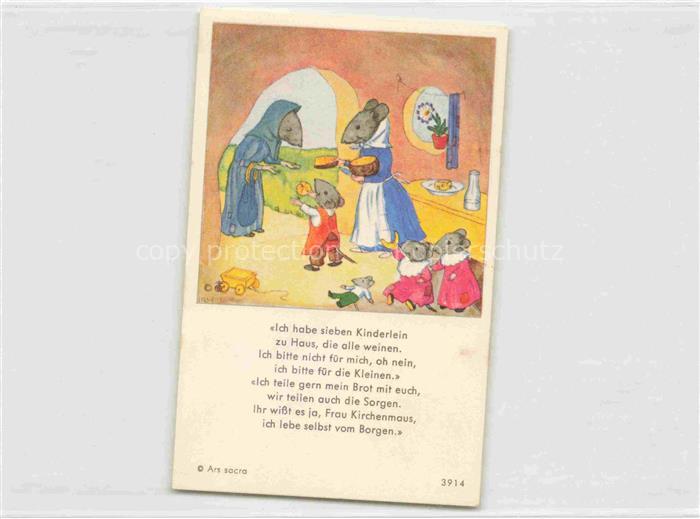 IBM BOHATTA-MORPURGO Ida (1900-1992) Kuenstlerkarte Nr. 3914 Maeuse Kaese Teilen