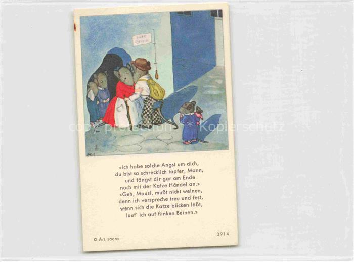 IBM BOHATTA-MORPURGO Ida (1900-1992) Kuenstlerkarte Nr. 3914 Maeuse verabschiede
