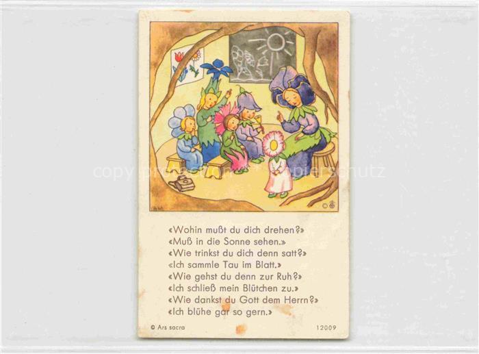 IBM BOHATTA-MORPURGO Ida (1900-1992) Kuenstlerkarte Nr. 12009 Blumen Schule