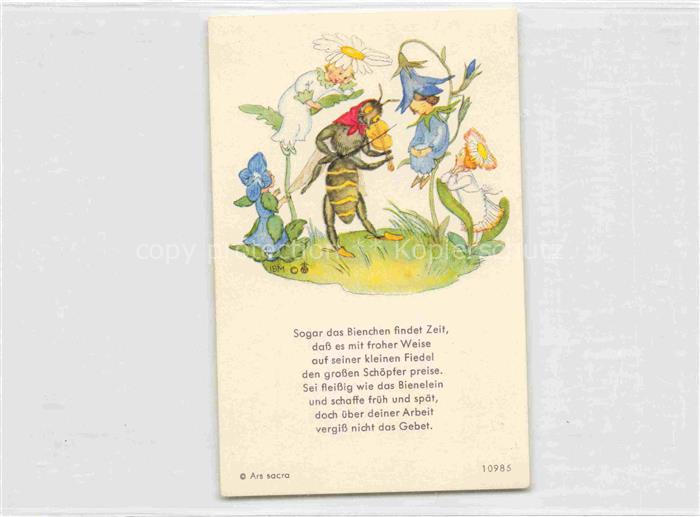 IBM BOHATTA-MORPURGO Ida (1900-1992) Kuenstlerkarte Nr. 10985 Bienchen Bluemen