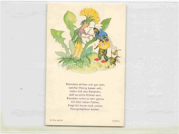 IBM BOHATTA-MORPURGO Ida (1900-1992) Kuenstlerkarte Nr. 10985 Bluemchen Biene