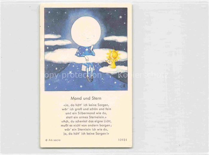 IBM BOHATTA-MORPURGO Ida (1900-1992) Kuenstlerkarte Nr. 10935 Mond und Stern