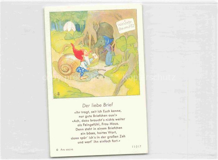 IBM BOHATTA-MORPURGO Ida (1900-1992) Kuenstlerkarte Nr. 11017 Der Brief Schnecke