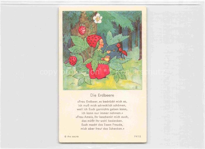 IBM BOHATTA-MORPURGO Ida (1900-1992) Kuenstlerkarte Nr. 9418 Die Erdbeere