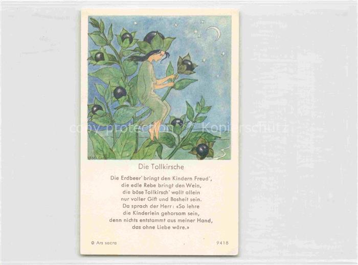 IBM BOHATTA-MORPURGO Ida (1900-1992) Kuenstlerkarte Nr. 9418 Die Tollkirsche