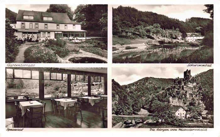 Manderscheid Eifel Hotel Pension Café Heidsmuehle Speisesaal Terrasse Schwimmbad