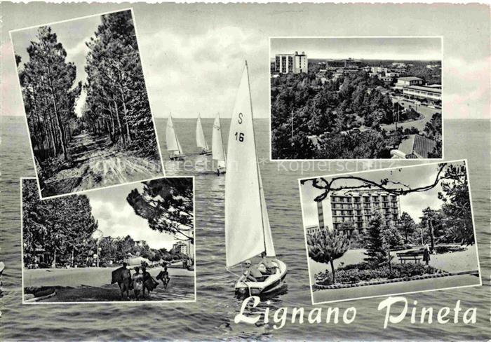LIGNANO  Pineta Veneto IT Stadtpanorama Hochhaus Waldpartie Segelregatta