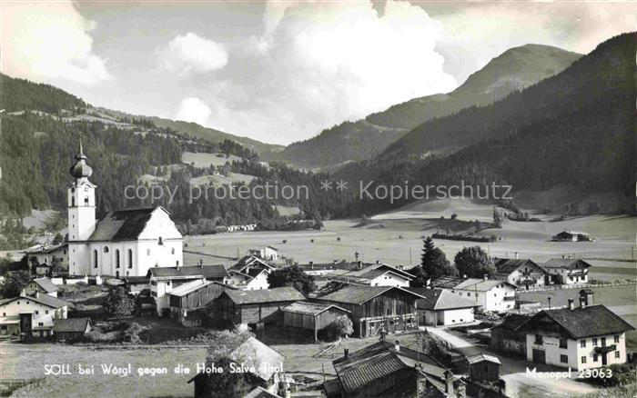 Soell Woergl Tirol AT mit Kirche und Hohe Salve