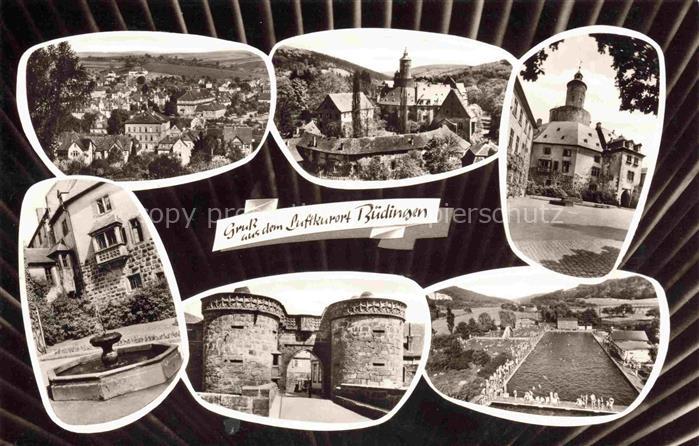 Buedingen Hessen Panorama Schloss Eingang Brunnen Schwimmbad