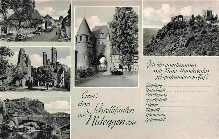 Nideggen Eifel Dueren NRW Schloss Ruine Bruecke Schlosstor Panorama