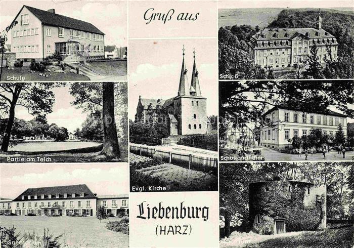 Liebenburg Harz GOSLAR Niedersachsen Schule Teich Sanatorium Ev Kirche Schloss S
