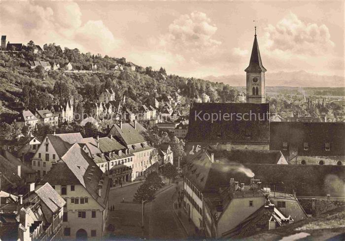 RAVENSBURG  Wuerttemberg BW Panorama mit Kirche Schweizer Alpen Saentis und Altm