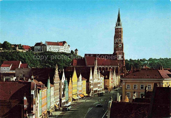 LANDSHUT  Isar Altstadt mit St Martinskirche und Burg Trausnitz