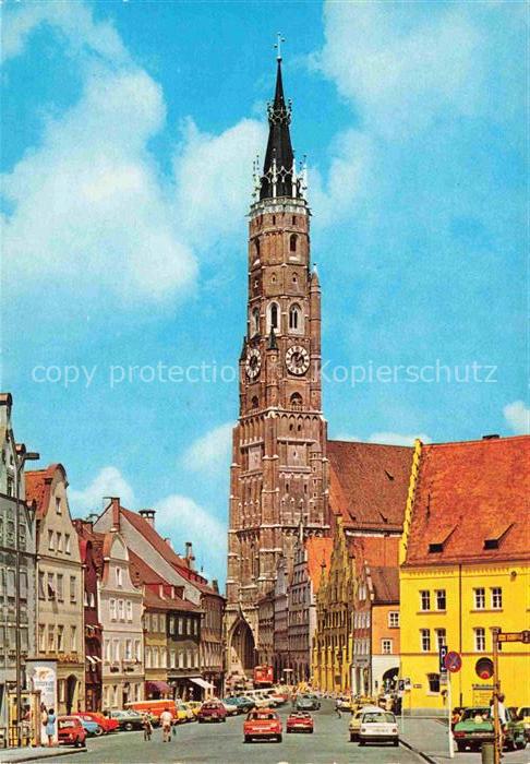 LANDSHUT  Isar Dreifaltigkeitsplatz und St Martinskirche