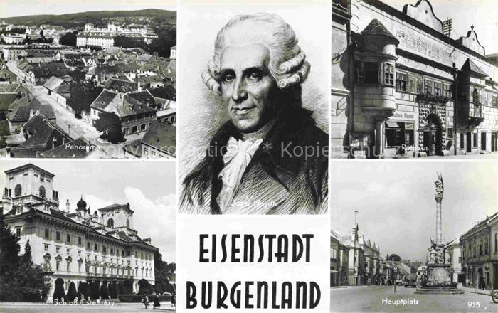 Eisenstadt Burgenland AT Hauptplatz Panorama Rathaus Schloss Josef Haydn