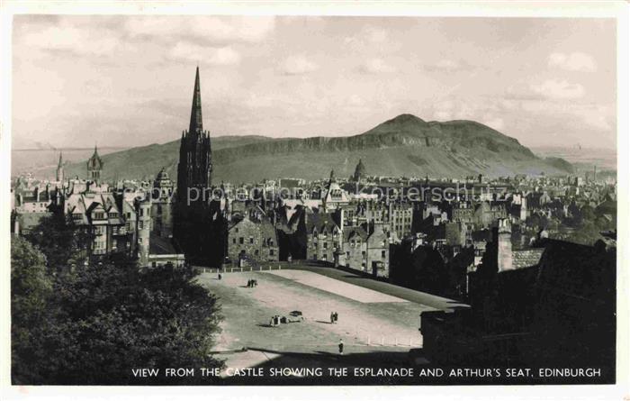 EDINBURGH  SCOTLAND UK Castle Showing Esplande Arthurs seat