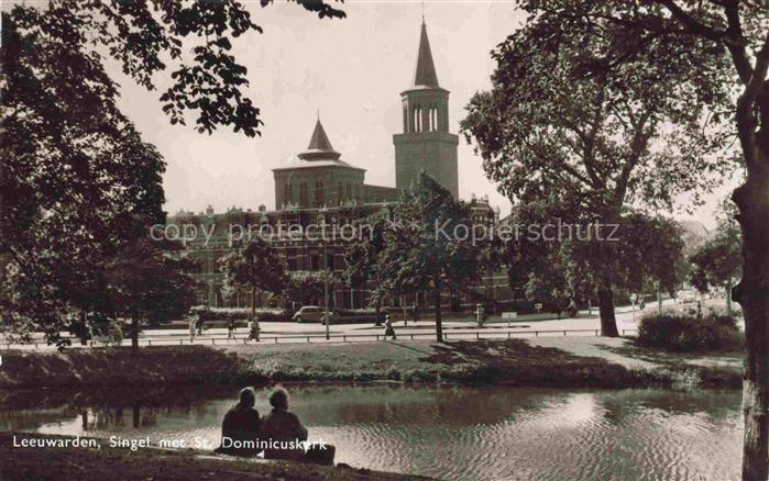 LEEUWARDEN Friesland NL Singel met Stz. Dominicuskerk