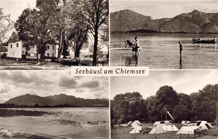 Seehaeusl Chiemsee Stoettham Chieming Bayern Campingplatz Wirtschaft am see