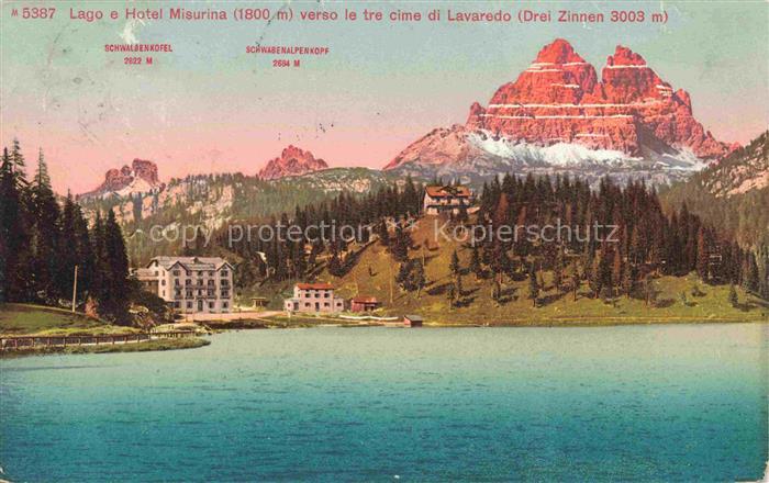 Misurinasee Lago di Misurina Auronzo Cadore IT verso le tre cime di Lavaredo