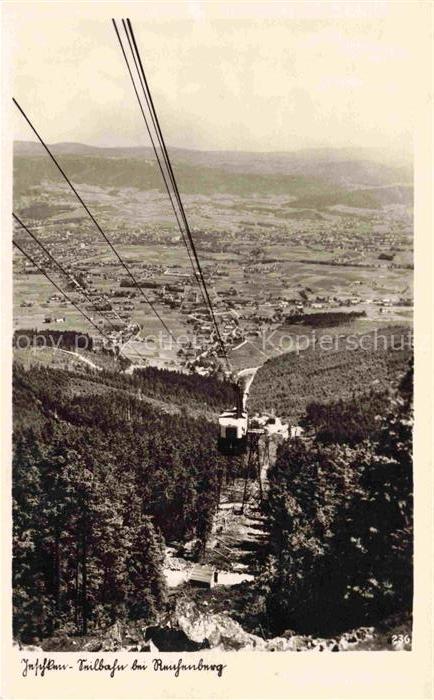 Jeschken Jested Liberec Reichenberg CZ Panorama mit Seilbahn
