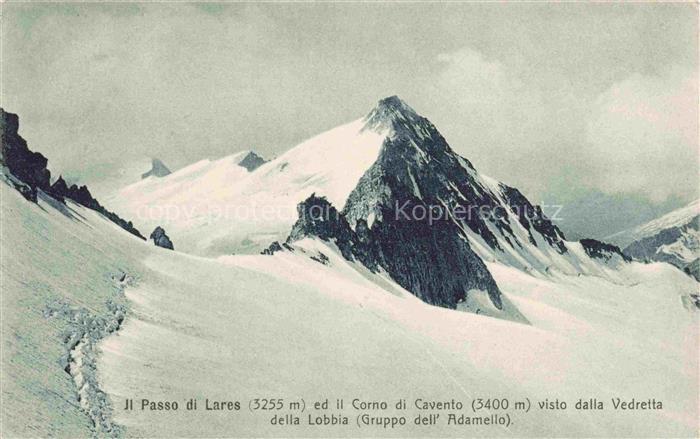 Passo di Lares 3255m Strembo Trentino IT ed il Corno di Cavento visto dalla Vedr