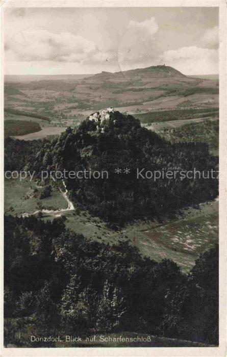 Donzdorf Goeppingen BW Blick auf Scharfenschloss Fliegeraufnahme