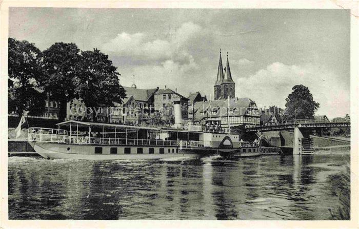 Hoexter Weser NRW Brueckenkopf und St Kilianikirche