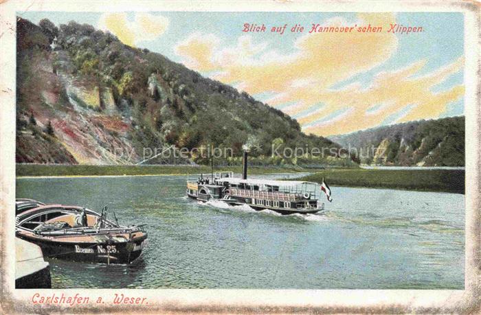 Carlshafen Weser Hessen Blick auf die Hannoverschen Klippen Weserpartie