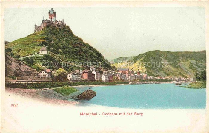 Cochem Kochem Mosel Moselpartie mit Burg