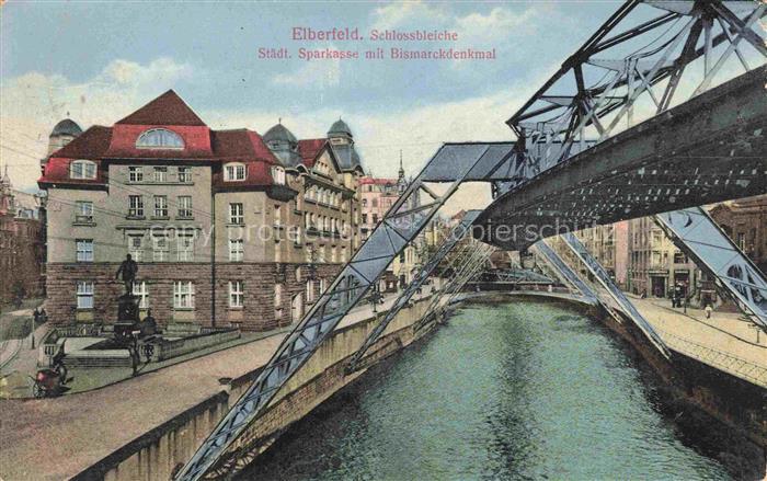 Elberfeld Barmen WUPPERTAL Schlossbleiche Staedt Sparkasse mit Bismarckdenkmal