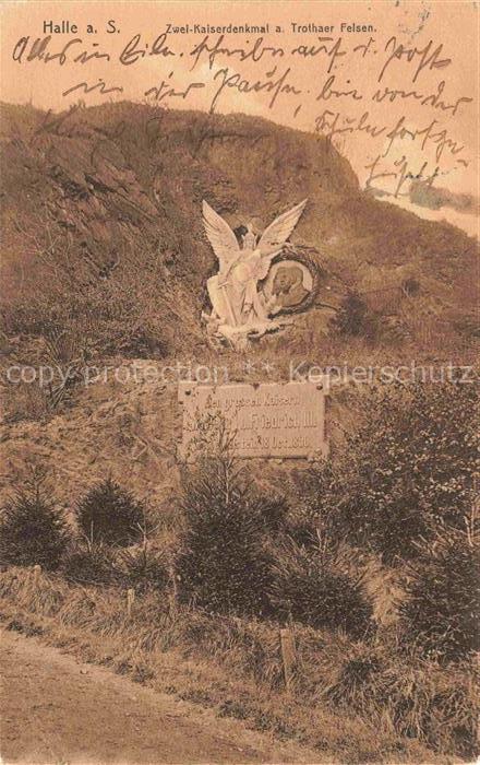 HALLE  SAALE Zwei Kaiser Denkmalam Trothaer Felsen