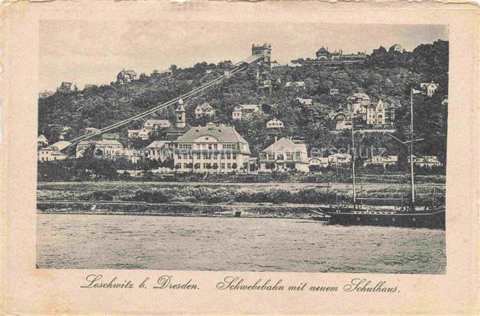 Loschwitz DRESDEN Schwebebahn mit neuem Schulhaus