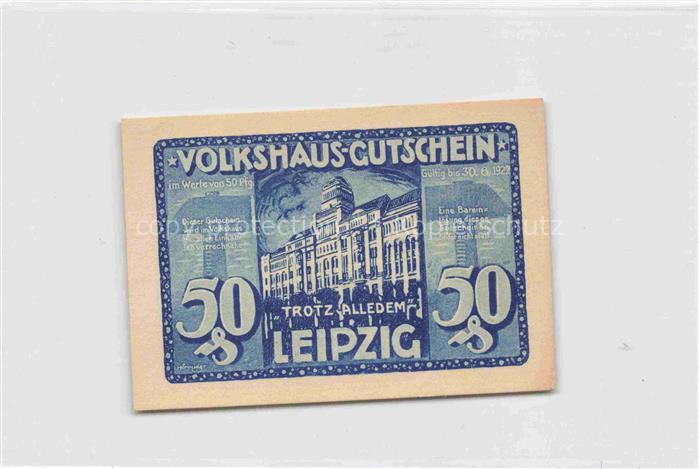 Geldscheine auf AK Muenzen auf AK Volkshausgutschein Leipzig