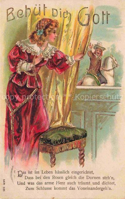 Trompeter von Saeckingen SCHEFFEL Behuet dich Gott Litho Pferd