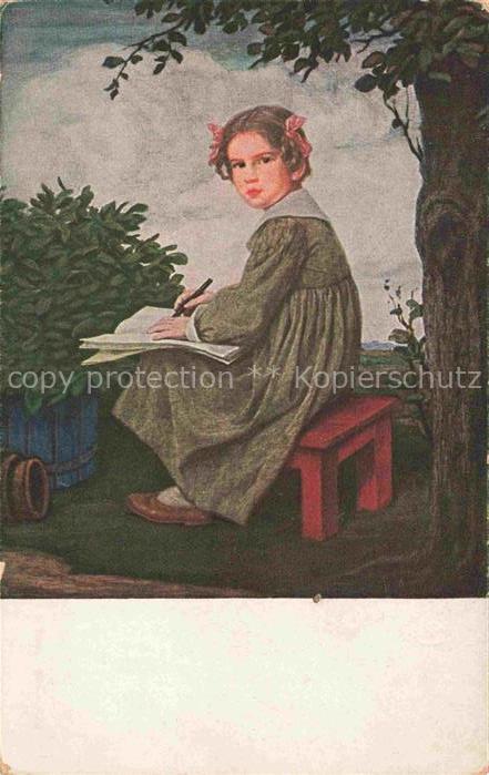 ZUMBUSCH L. v. Prof. Kuenstlerkarte Maedchen Johanna Muenchen Litho