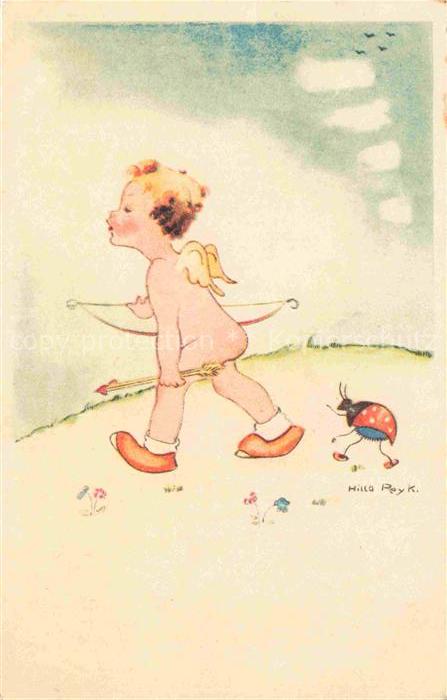 Marienkaefer Ladybug Coccinelle Mariquita Coccinella-- Engel Kind Litho